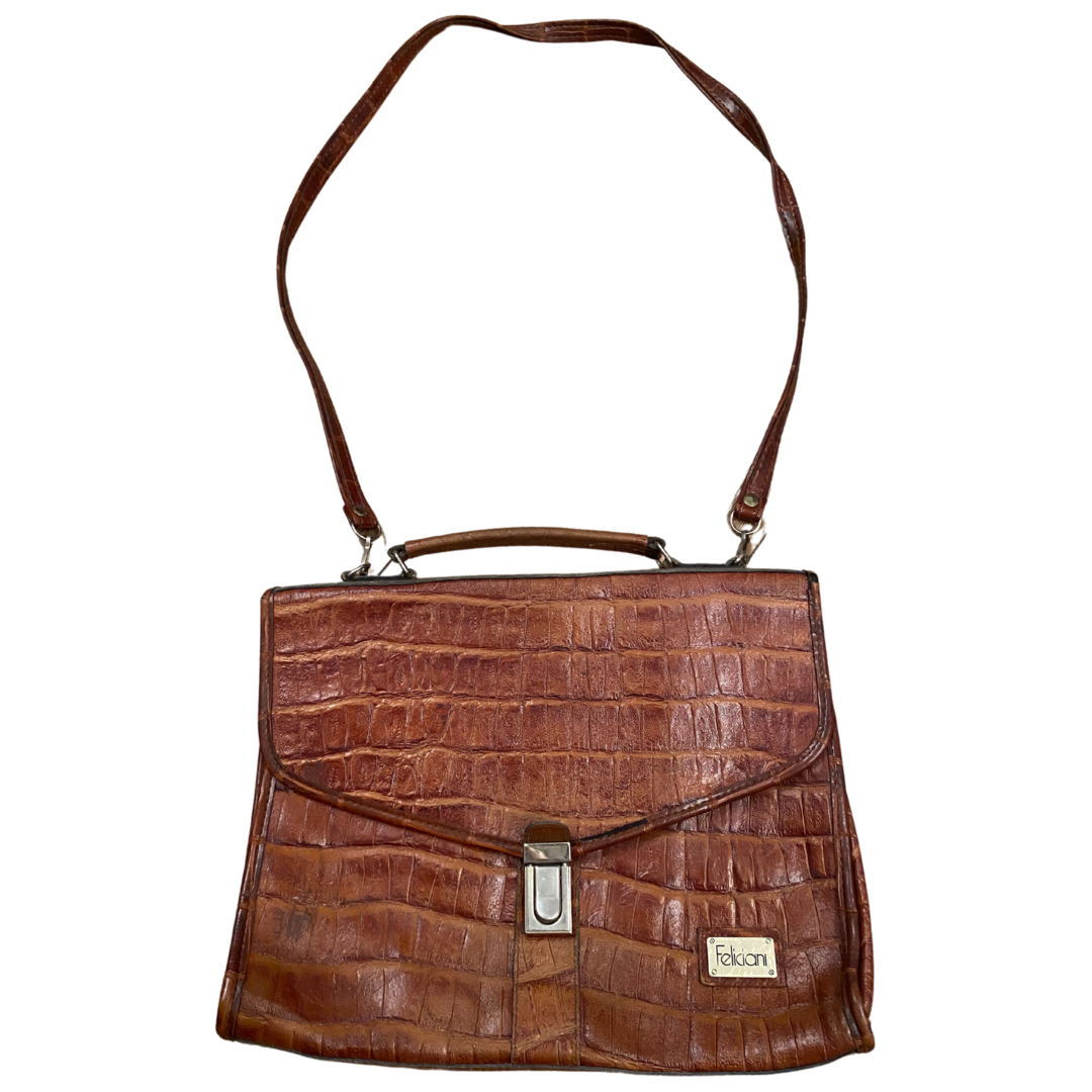 Brown Leather Vintage Satchel Handbag