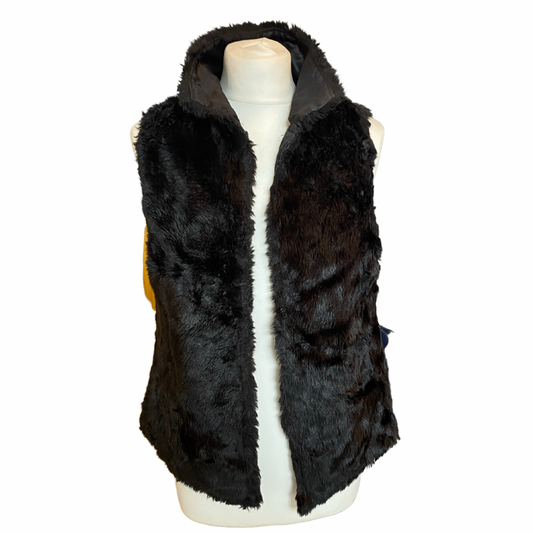 Black Faux Fur Vintage Gilet