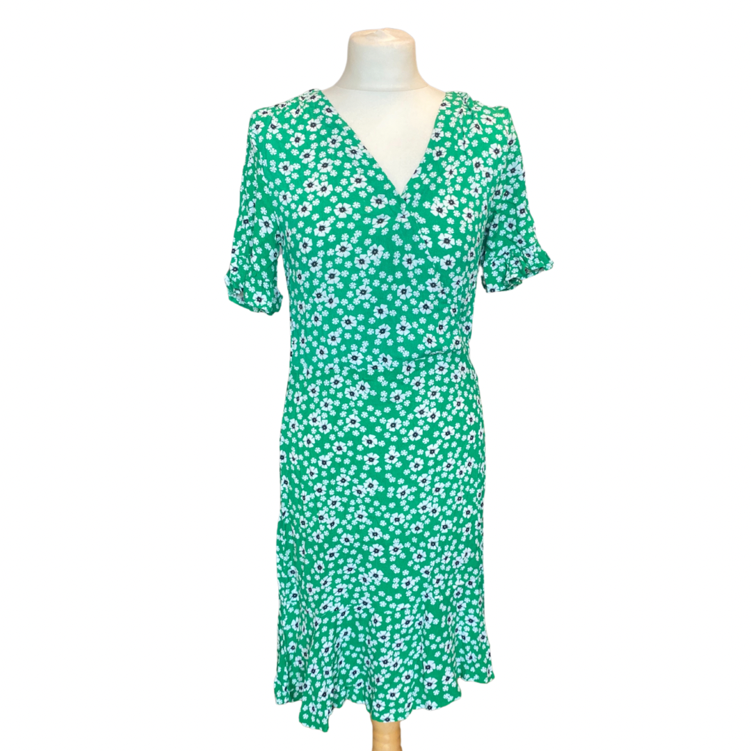 Green Floral Print Vintage Tea Dress