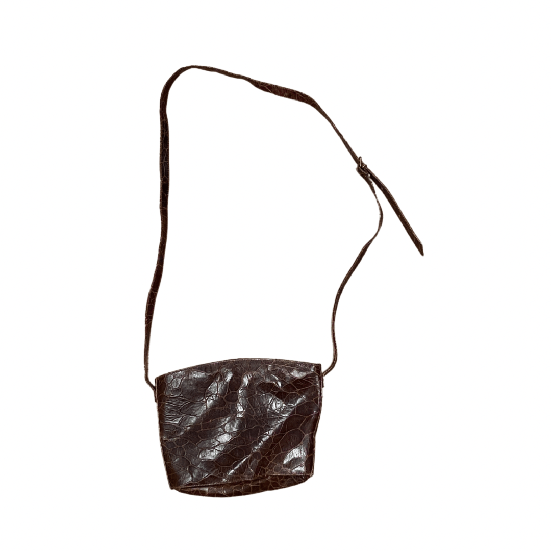 Burgundy Leather Snake Print Vintage Shoulder Strap Handbag