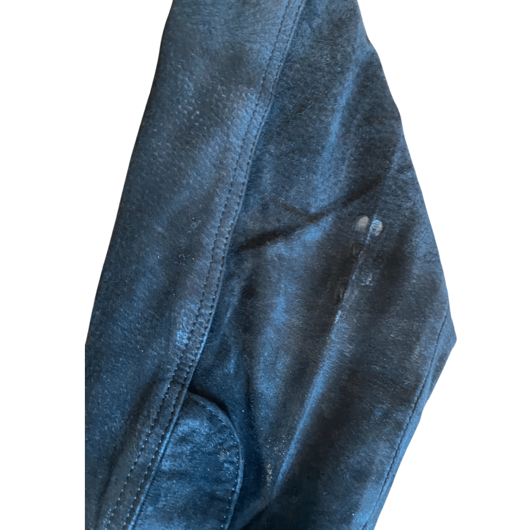 Blue Italian Leather Cropped Vintage Jacket