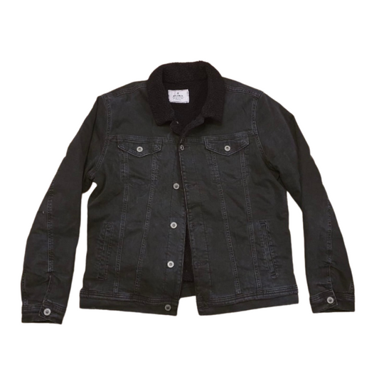 Black Fleece Lined Vintage Denim Jacket