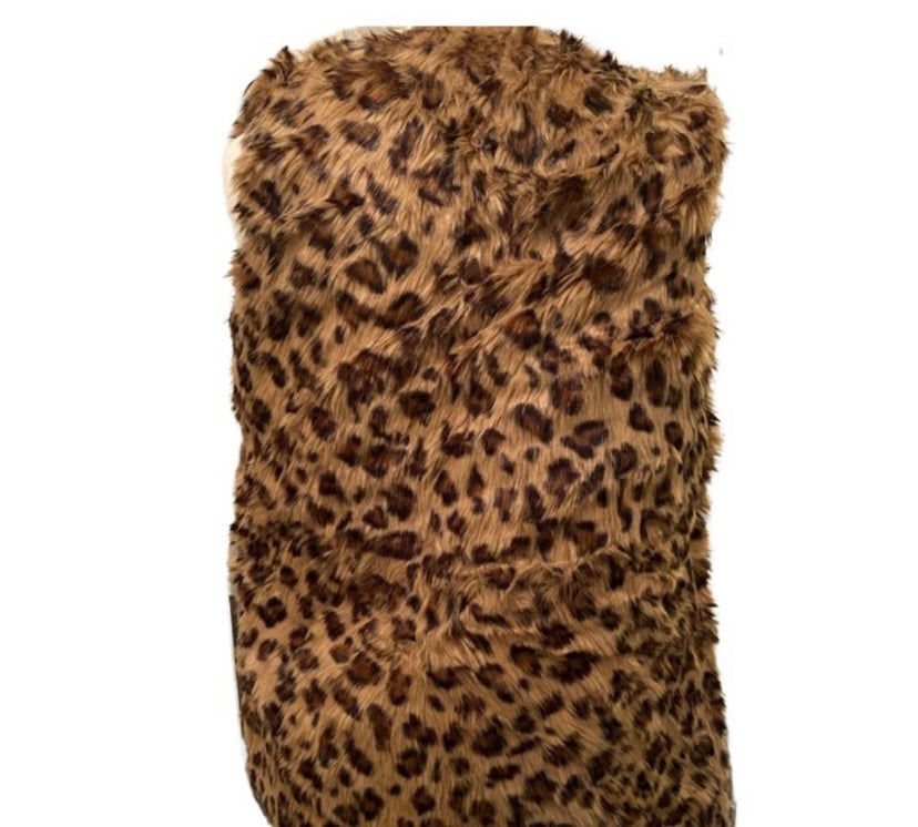 Brown Leopard Print Faux Fur Vintage Gilet