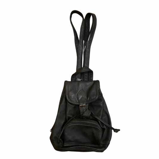 Small Black Leather Vintage Backpack