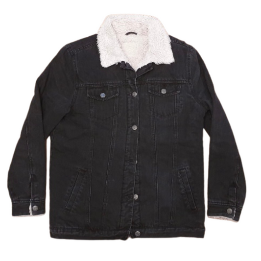 Black Fleece Lined Vintage Denim Jacket