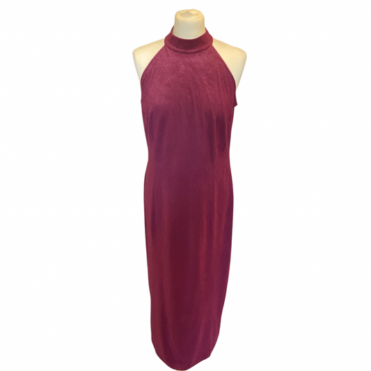 High Neck Purple Sleeveless Vintage Maxi Dress