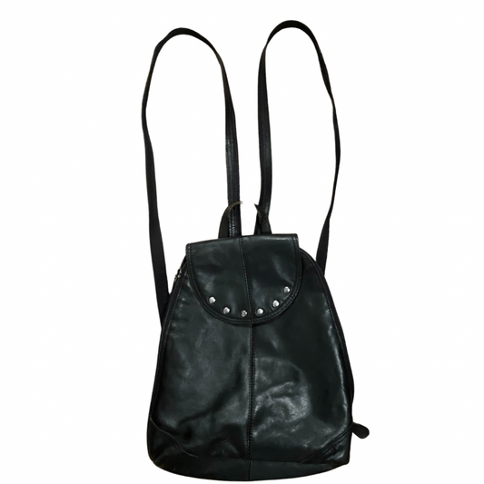 Small Black Leather Vintage Backpack