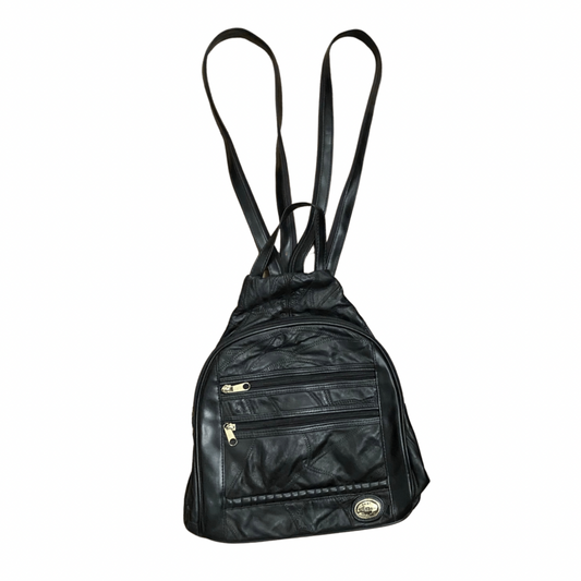 Black Leather Vintage Backpack