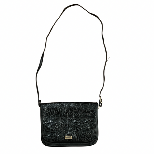 Black Leather Snake Print Vintage Shoulder Strap Handbag